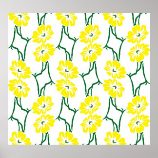 Yellow Flowers: Illustrated Seamless Pattern Poster