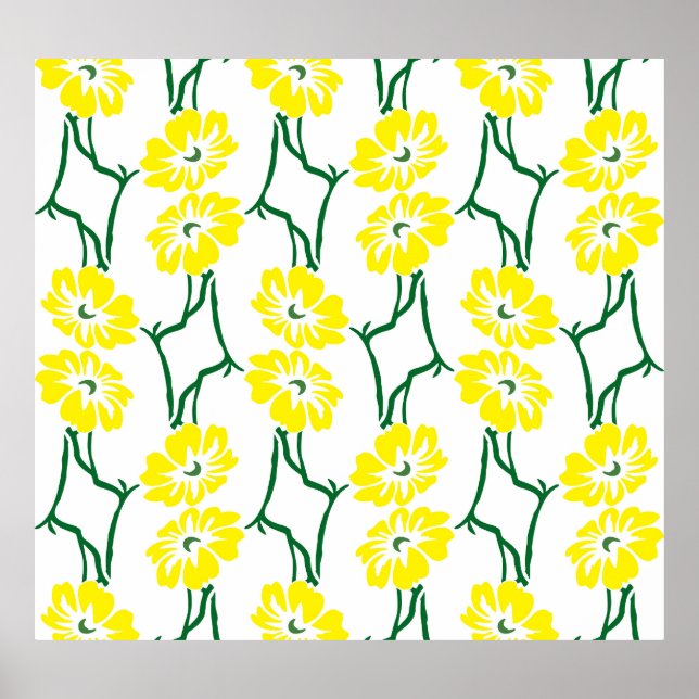 Yellow Flowers: Illustrated Seamless Pattern Poster (Front)