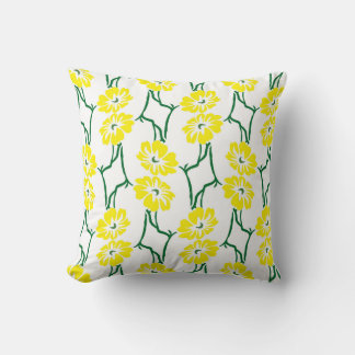 Yellow Flowers: Illustrated Seamless Pattern Throw Pillow