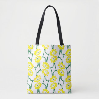 Yellow Flowers: Illustrated Seamless Pattern Tote Bag