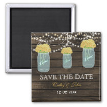yellow flowers in a mason jar save the Date Magnet