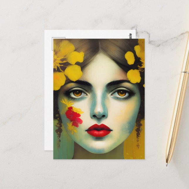 Yellow Flowers in Her Hair Postcard (Front/Back In Situ)