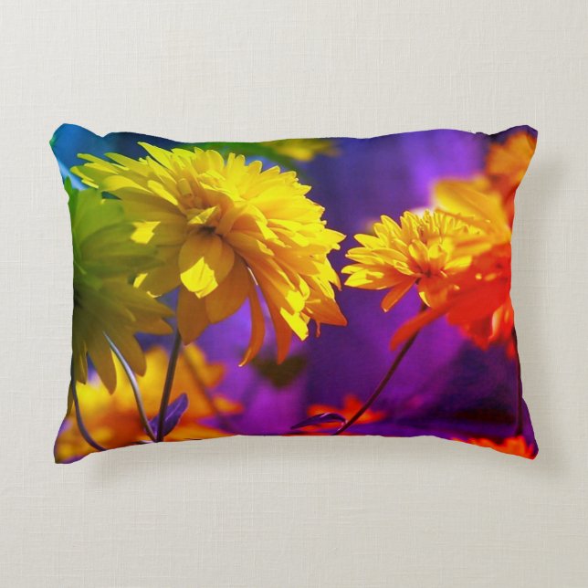 Yellow Flowers In Sunshine Abstract Accent Pillow (Front)