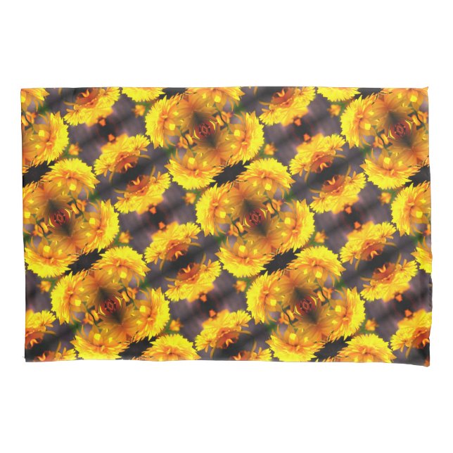 Yellow Flowers In Sunshine Abstract Pattern Pillow Case (Front)