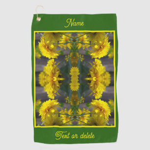 Yellow Flowers In Sunshine Abstract Personalized Golf Towel