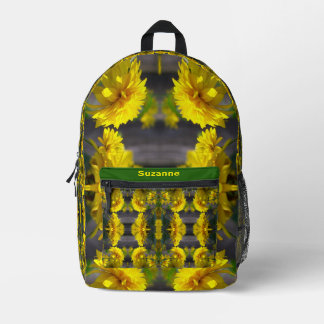 Yellow Flowers In Sunshine Abstract Personalized Printed Backpack