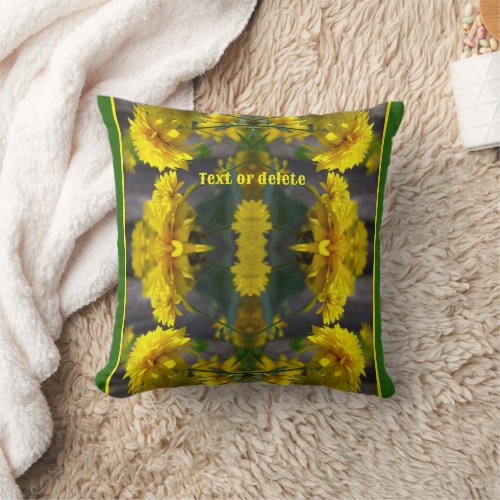 Yellow Flowers In Sunshine Abstract Personalized Throw Pillow