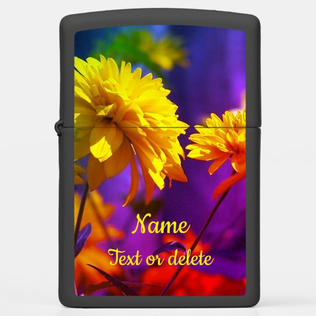 Yellow Flowers In Sunshine Abstract Personalized Zippo Lighter (Front)