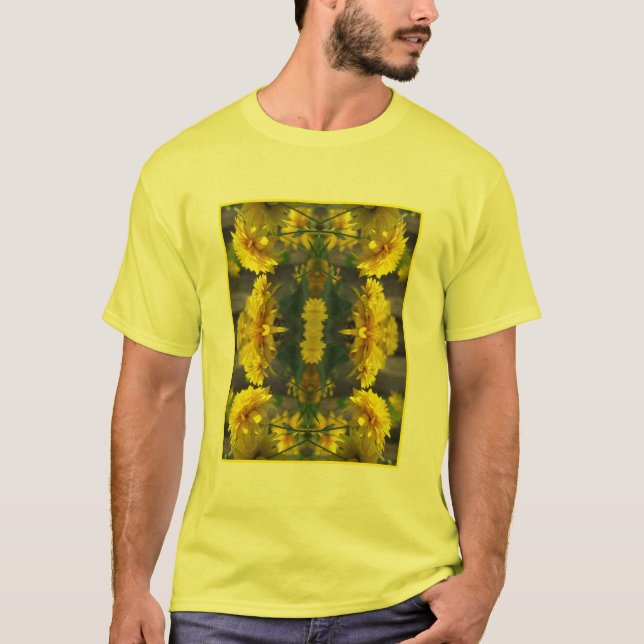 Yellow Flowers In Sunshine Abstract T-Shirt (Front)