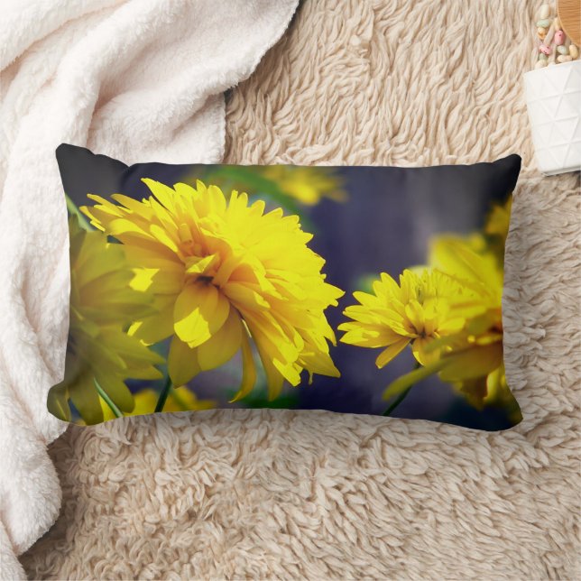 Yellow Flowers In Sunshine  Lumbar Pillow (Blanket)