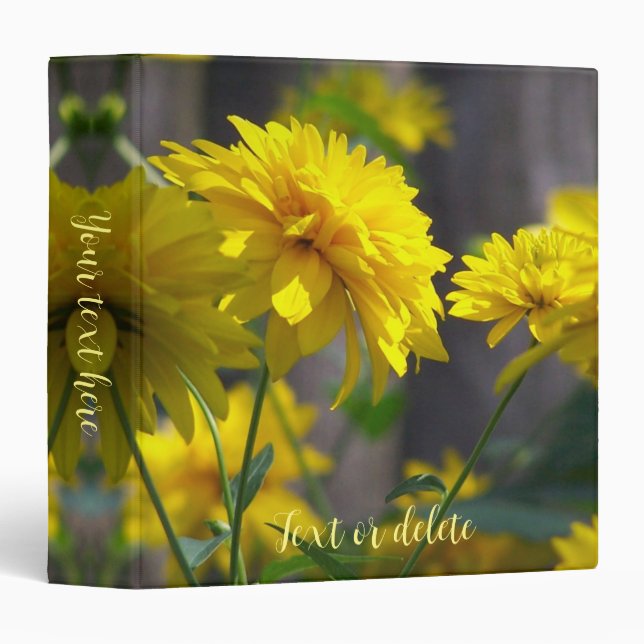 Yellow Flowers In Sunshine Personalized 3 Ring Binder (Front/Spine)