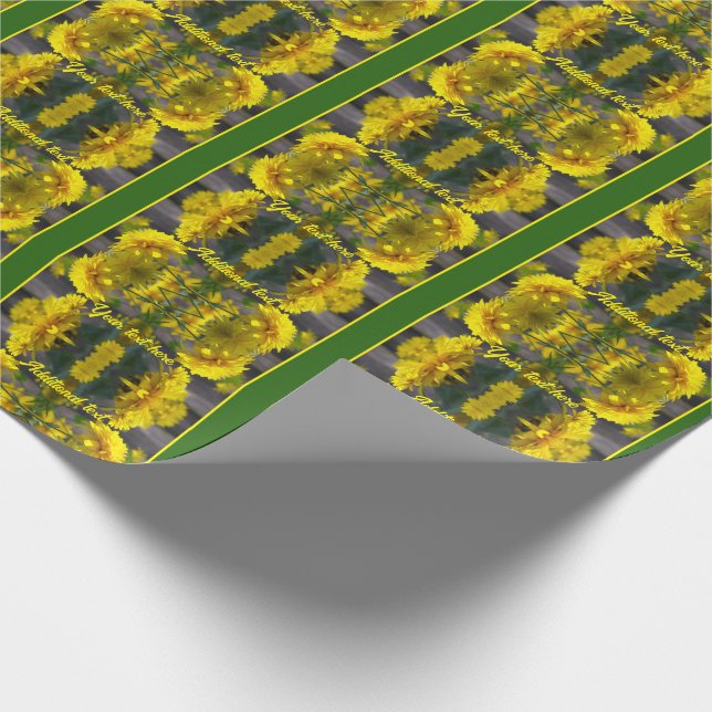 Yellow Flowers In Sunshine Personalized Wrapping Paper (Corner)