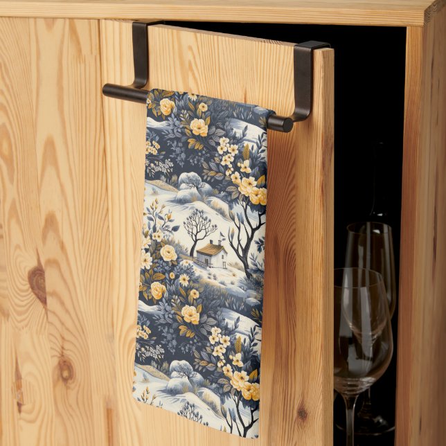 Yellow Flowers In The Valley Kitchen Towel (Thirds Fold)