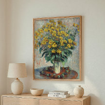 Yellow Flowers in Vase Impressionist Wall Art Prin