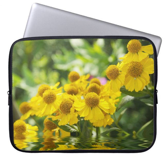 Yellow flowers laptop sleeve (Front)
