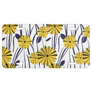 Yellow flowers license plate
