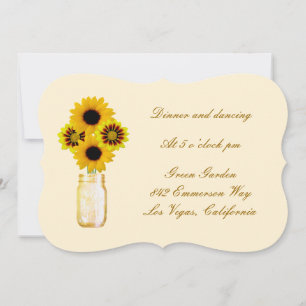 Yellow Flowers Mason Jar Reception Card