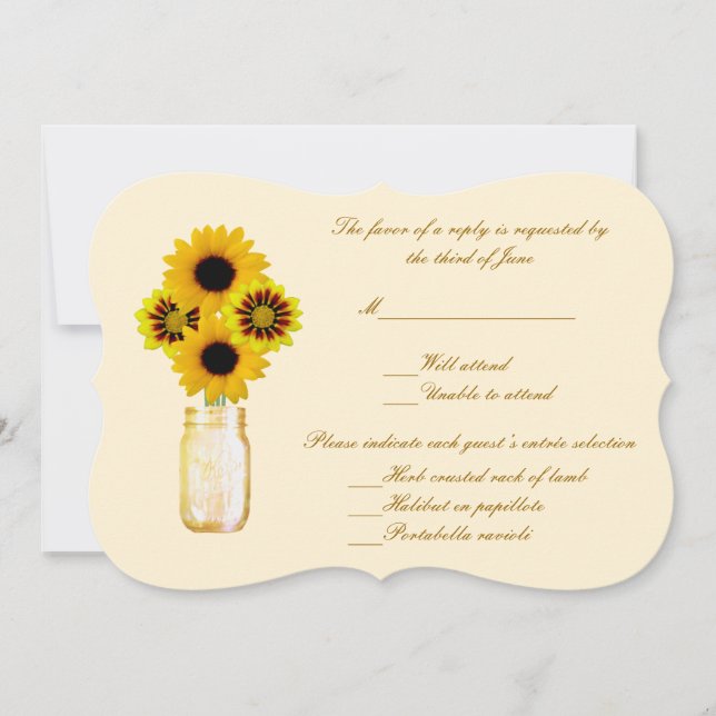 Yellow Flowers Mason Jar Response Card (Front)