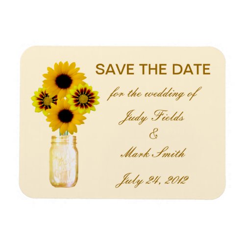 Yellow Flowers Mason Jar Save The Date Magnet