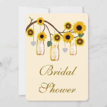 Yellow Flowers Mason Jars Bridal Shower Invitation by atteestude at Zazzle