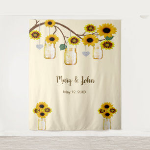 Yellow Flowers Mason Jars Photo Backdrop