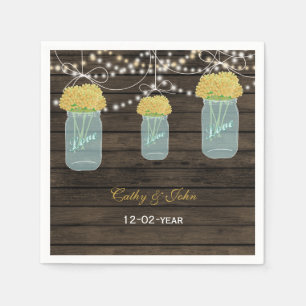 yellow flowers masonjar wedding napkin
