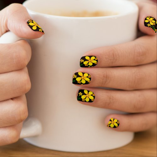 Yellow Flowers Minx Nail Art