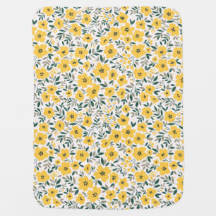 Yellow flowers: modern floral seamless. baby blanket