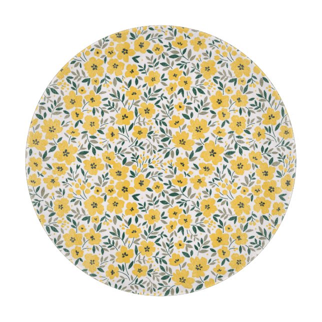 Yellow flowers: modern floral seamless. cutting board (Front)
