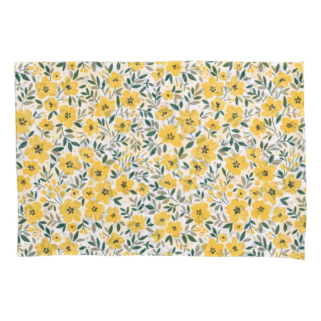 Yellow flowers: modern floral seamless. pillow case (Front)