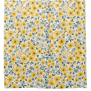 Yellow flowers: modern floral seamless. shower curtain