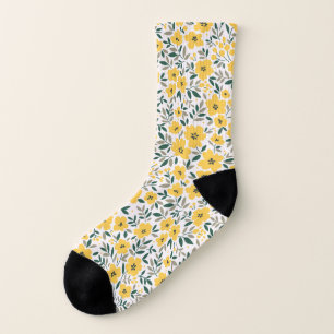 Yellow flowers: modern floral seamless. socks