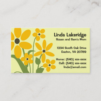 Yellow Flowers Mommy Contact Info Card