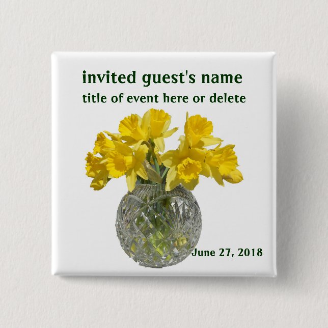 Yellow Flowers Name Tag Pinback Button (Front)