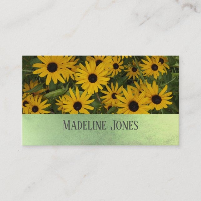 yellow flowers nature photography cheerful custom business card (Front)