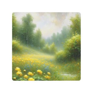 Yellow Flowers on a Rainy Day Metal Print