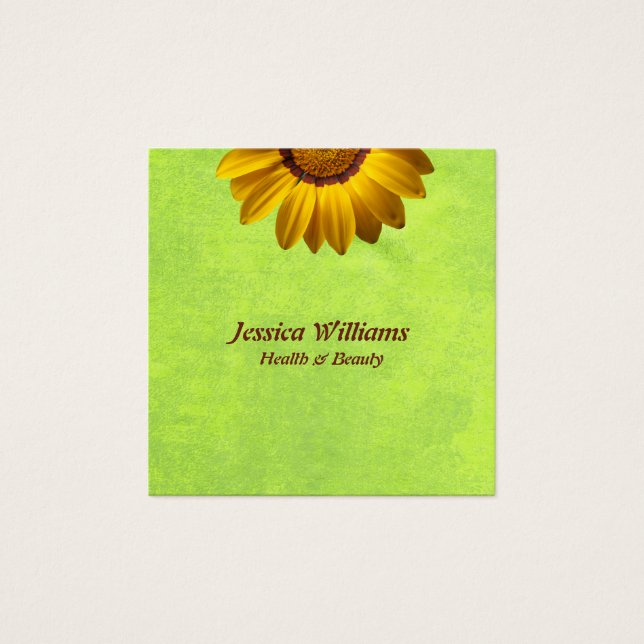 Yellow Flowers on Abstract Green Monogram (Front)