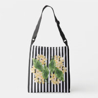Yellow flowers on black and white stripes
