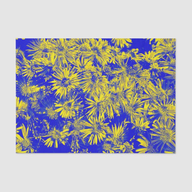 Yellow Flowers On Blue  Tissue Paper (Front)