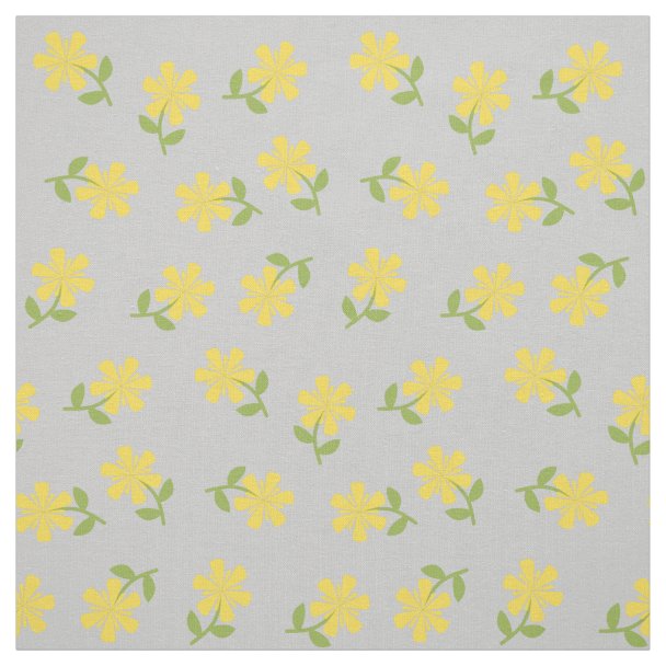 Gray and Yellow Flowers Fabric