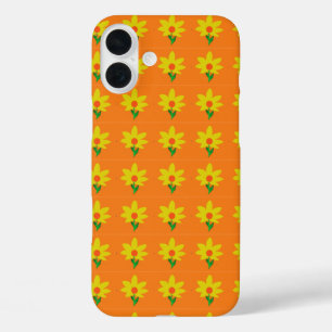 Yellow Flowers on Orange  iPhone 16 Plus Case