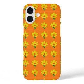 Yellow Flowers on Orange iPhone 16 Plus Case