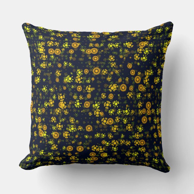Yellow flowers on throw pillow (Front)