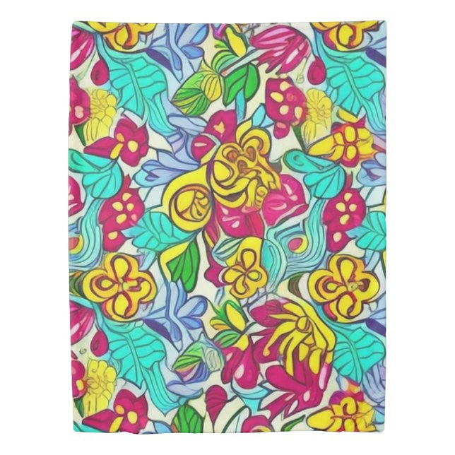 Yellow Flowers pattern Duvet Cover (Front)