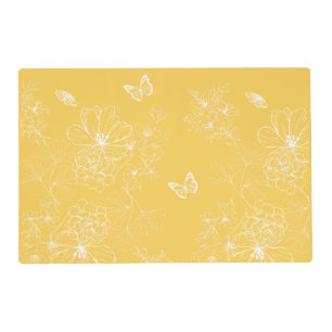 Yellow Flowers Pattern, Floral, Minimalist Placemat