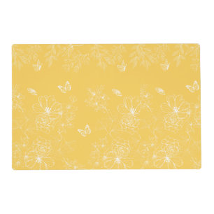 Yellow Flowers Pattern, Floral, Minimalist Placemat