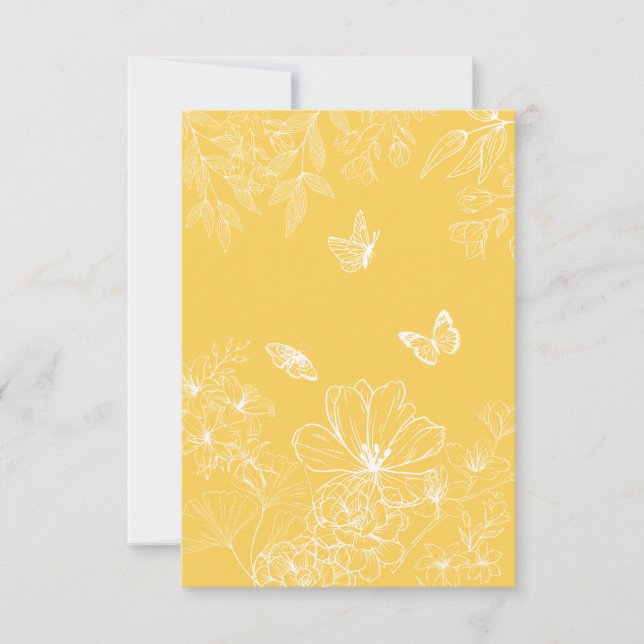 Yellow Flowers Pattern, Floral, Minimalist Thank You Card (Front)