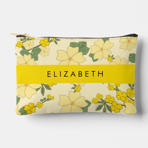 Yellow Flowers Pattern Of Flowers Your Name Accessory Pouch