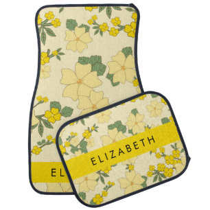 Yellow Flowers, Pattern Of Flowers, Your Name Car Floor Mat