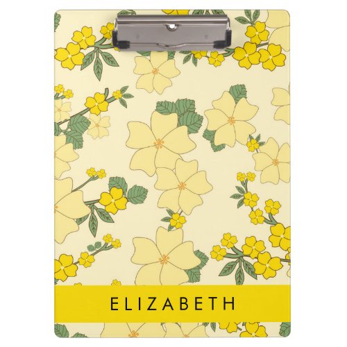 Yellow Flowers Pattern Of Flowers Your Name Clipboard
